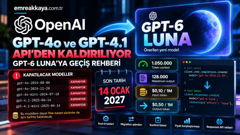 GPT-4o API kapanıyor GPT-4.1 modelleri ve GPT-6 Luna geçiş rehberi